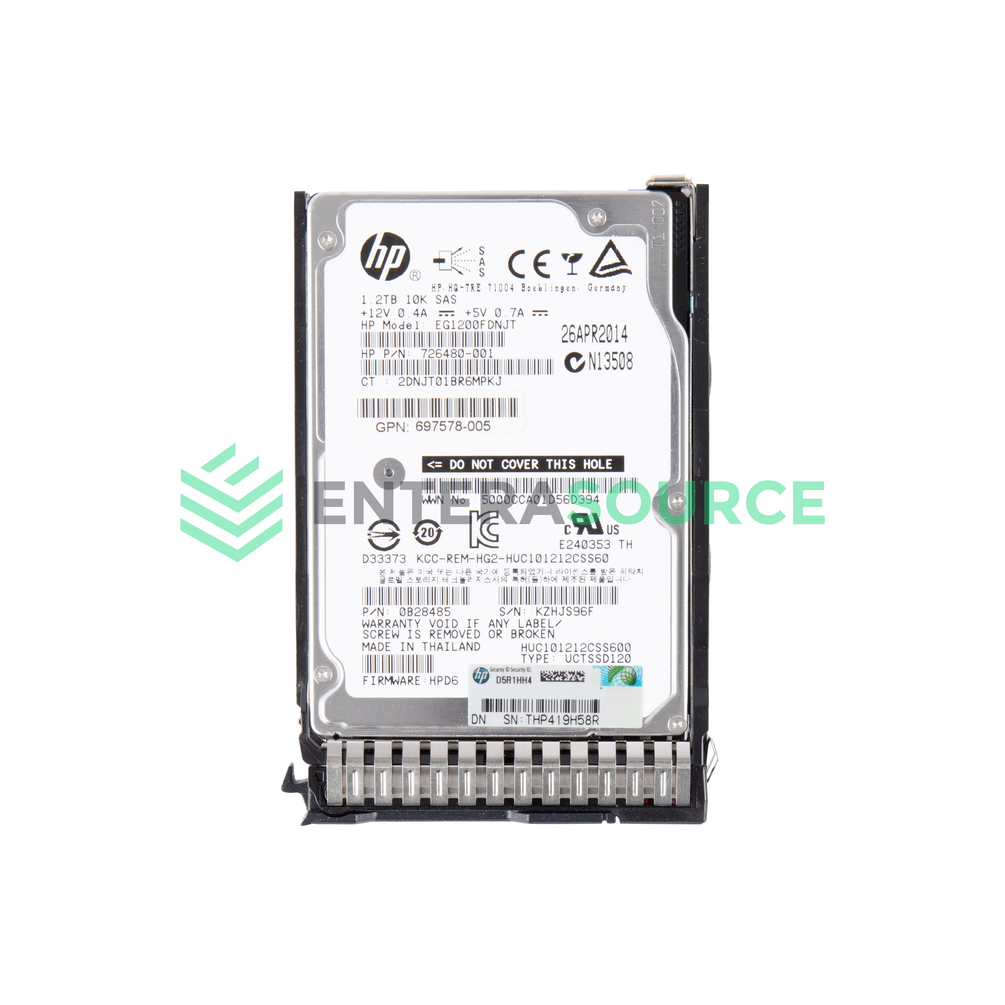 718292-001 HPE 1.2TB 10K 6G SFF SAS SC Hard Drive